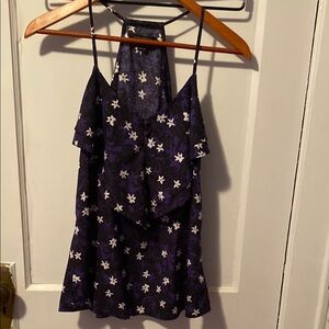 Floral Halter Top - Purple and White